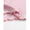 imageFloerns Womens Contrast Lace Spaghetti Strap Ruched Rib Knit Cami Crop TopA Pink