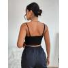 imageFloerns Womens Contrast Lace Spaghetti Strap Ruched Rib Knit Cami Crop TopBlack Solid