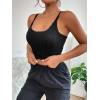imageFloerns Womens Contrast Lace Spaghetti Strap Ruched Rib Knit Cami Crop TopBlack Solid