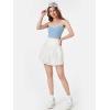 imageFloerns Womens Contrast Lace Spaghetti Strap Ruched Rib Knit Cami Crop TopBlue Solid