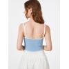 imageFloerns Womens Contrast Lace Spaghetti Strap Ruched Rib Knit Cami Crop TopBlue Solid