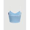 imageFloerns Womens Contrast Lace Spaghetti Strap Ruched Rib Knit Cami Crop TopBlue Solid