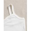 imageFloerns Womens Contrast Lace Spaghetti Strap Ruched Rib Knit Cami Crop TopWhite Plain