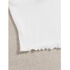 imageFloerns Womens Contrast Lace Spaghetti Strap Ruched Rib Knit Cami Crop TopWhite Plain