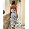 imageFloerns Womens Floral Print Drawstring Front Sleeveless Cami Midi DressBlack and White