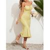 imageFloerns Womens Floral Print Drawstring Front Sleeveless Cami Midi DressBright Yellow