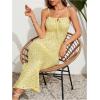 imageFloerns Womens Floral Print Drawstring Front Sleeveless Cami Midi DressBright Yellow