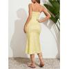 imageFloerns Womens Floral Print Drawstring Front Sleeveless Cami Midi DressBright Yellow