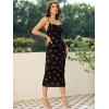 imageFloerns Womens Floral Print Drawstring Front Sleeveless Cami Midi DressCherry Black