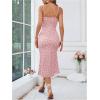 imageFloerns Womens Floral Print Drawstring Front Sleeveless Cami Midi DressDusty Pink