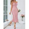 imageFloerns Womens Floral Print Drawstring Front Sleeveless Cami Midi DressDusty Pink