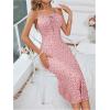 imageFloerns Womens Floral Print Drawstring Front Sleeveless Cami Midi DressDusty Pink