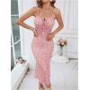 imageFloerns Womens Floral Print Drawstring Front Sleeveless Cami Midi DressDusty Pink