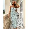 imageFloerns Womens Floral Print Drawstring Front Sleeveless Cami Midi DressGreen Multi