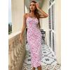 imageFloerns Womens Floral Print Drawstring Front Sleeveless Cami Midi DressHot Pink
