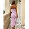 imageFloerns Womens Floral Print Drawstring Front Sleeveless Cami Midi DressHot Pink