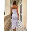imageFloerns Womens Floral Print Drawstring Front Sleeveless Cami Midi DressLilac Purple