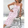 imageFloerns Womens Floral Print Drawstring Front Sleeveless Cami Midi DressPink White Ivory