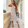 imageFloerns Womens Floral Print Drawstring Front Sleeveless Cami Midi DressRed Multi