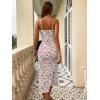 imageFloerns Womens Floral Print Drawstring Front Sleeveless Cami Midi DressRed Multi