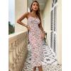 imageFloerns Womens Floral Print Drawstring Front Sleeveless Cami Midi DressRed Multi