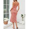 imageFloerns Womens Floral Print Drawstring Front Sleeveless Cami Midi DressWatermelon Red