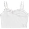 imageFloerns Womens Contrast Lace Spaghetti Strap Ruched Rib Knit Cami Crop TopWhite Plain