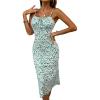 imageFloerns Womens Floral Print Drawstring Front Sleeveless Cami Midi DressGreen Multi