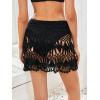 imageFloerns Womens Bathing Suit Tie Waist Crochet Beach Cover Up SkirtCblack