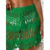imageFloerns Womens Bathing Suit Tie Waist Crochet Beach Cover Up SkirtGreen