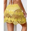 imageFloerns Womens Bathing Suit Tie Waist Crochet Beach Cover Up SkirtYellow L