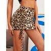 imageFloerns Womens Leopard Drawstring Ruched Lettuce Edge Cheetah Print Mini SkirtA Brown Leopard