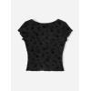 imageFloerns Womens Short Sleeve Lace Lettuce Trim Crop Top 90s Tee ShirtArmy Green