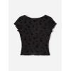 imageFloerns Womens Short Sleeve Lace Lettuce Trim Crop Top 90s Tee ShirtBlack