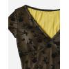 imageFloerns Womens Short Sleeve Lace Lettuce Trim Crop Top 90s Tee ShirtBlack and Yellow
