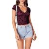 imageFloerns Womens Short Sleeve Lace Lettuce Trim Crop Top 90s Tee ShirtHot Pink