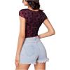 imageFloerns Womens Short Sleeve Lace Lettuce Trim Crop Top 90s Tee ShirtHot Pink