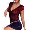 imageFloerns Womens Short Sleeve Lace Lettuce Trim Crop Top 90s Tee ShirtMaroon