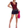 imageFloerns Womens Short Sleeve Lace Lettuce Trim Crop Top 90s Tee ShirtMaroon