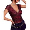 imageFloerns Womens Short Sleeve Lace Lettuce Trim Crop Top 90s Tee ShirtMaroon
