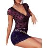 imageFloerns Womens Short Sleeve Lace Lettuce Trim Crop Top 90s Tee ShirtPurple