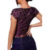 imageFloerns Womens Short Sleeve Lace Lettuce Trim Crop Top 90s Tee ShirtPurple