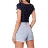 imageFloerns Womens Short Sleeve Lace Lettuce Trim Crop Top 90s Tee ShirtRoyal Blue