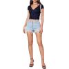 imageFloerns Womens Short Sleeve Lace Lettuce Trim Crop Top 90s Tee ShirtRoyal Blue