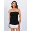 imageFloerns Womens Solid Strapless Bandeau Split Hem Casual Tube TopBlack