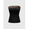 imageFloerns Womens Solid Strapless Bandeau Split Hem Casual Tube TopBlack Leopard