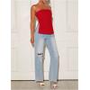 imageFloerns Womens Solid Strapless Bandeau Split Hem Casual Tube TopRed