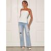 imageFloerns Womens Solid Strapless Bandeau Split Hem Casual Tube TopWhite