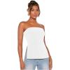 imageFloerns Womens Solid Strapless Bandeau Split Hem Casual Tube TopWhite