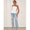 imageFloerns Womens Solid Strapless Bandeau Split Hem Casual Tube TopWhite